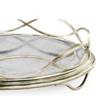Round Tray Interlaced in Eglomise - Silver