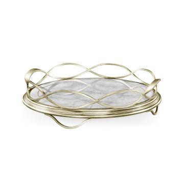 Round Tray Interlaced in Eglomise - Silver