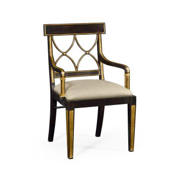 Regency black painted curved back chair (Arm)