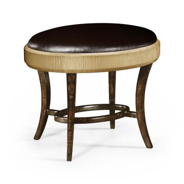 Dressing Table Stool Art Deco - Chocolate Leather