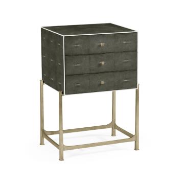 Small Chest of Drawers 1930s in Anthracite Shagreen - Silver