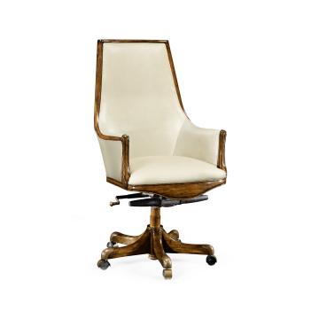 Desk Chair Edwardian High Back - Cream Leather
