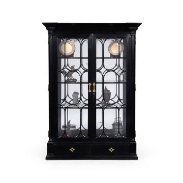 Black painted display cabinet with column detail 