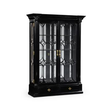 Black painted display cabinet with column detail 