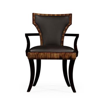 Dining Chair with Arm Satin Santos in Dark Chocolate Leather