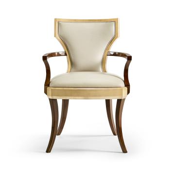 Dining Chair with Arms Klismos in Champagne - Cream Leather