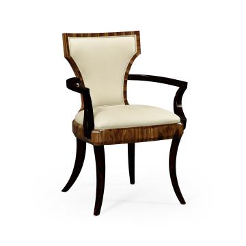 Dining Chair with Arm High Lustre Santos in Cream Leather