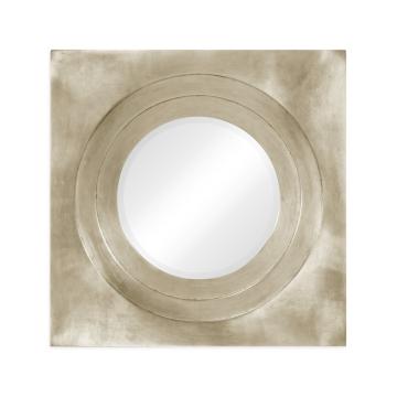 Silver framed round mirror (
