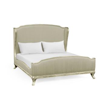 Super King Bed Frame Louis XV in Grey Weathered - Duck Egg Silk