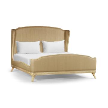 Super King Bed Frame Louis XV in Limed Tulip Wood - Muscatelle Silk