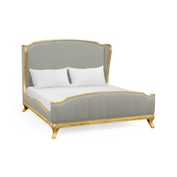 Super King Bed Frame Louis XV in Gold Leaf - Dove Silk