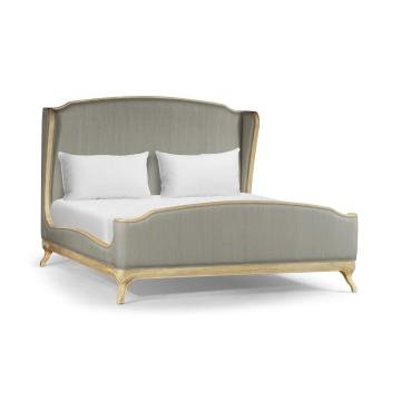 Super King Bed Frame Louis XV in Limed Tulip Wood - Dove Silk