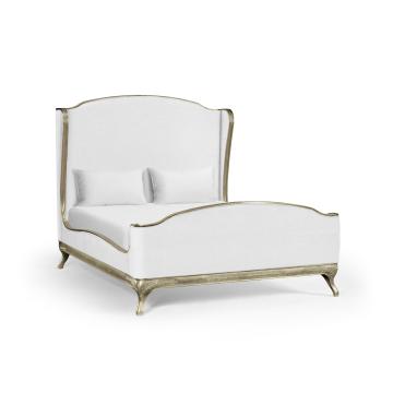 King Bed Frame Louis XV in Silver Leaf - COM