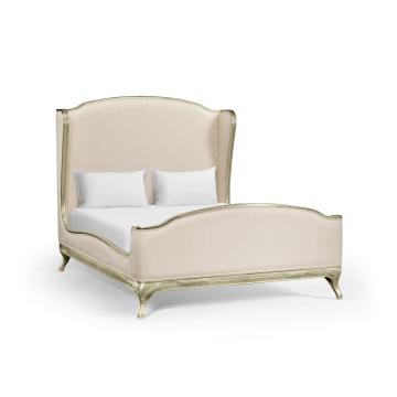 King Bed Frame Louis XV in Grey Weathered - Chalk Silk
