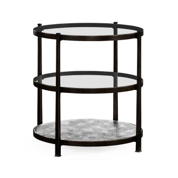 Round Side Table Contemporary Three-Tier - Bronze