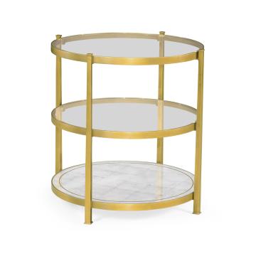 Round Side Table Contemporary Three-Tier - Gilded