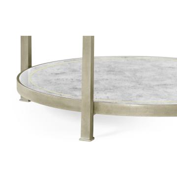 Round Side Table Contemporary Three-Tier - Silver