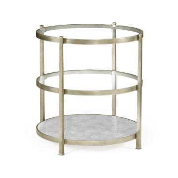 Round Side Table Contemporary Three-Tier - Silver