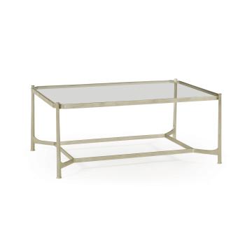 Coffee Table Contemporary with Glass Top - Silver