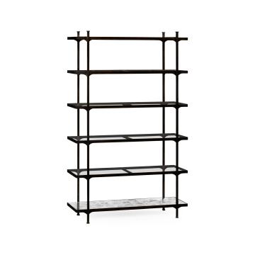 Patinated bronze finish six tier etagere