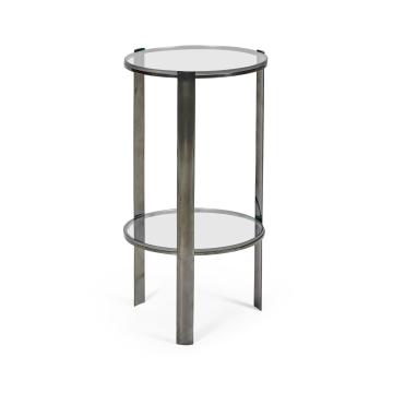 Black Nickel Side Table with Glass Top