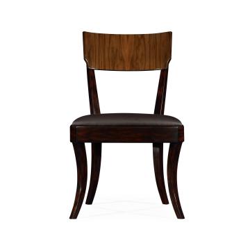 Dining Chair with Arm High Lustre Rosewood in Dark Chocolate Leather