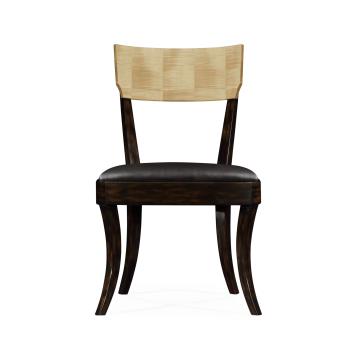 Dining Chair Art Deco in Champagne - Chocolate Leather