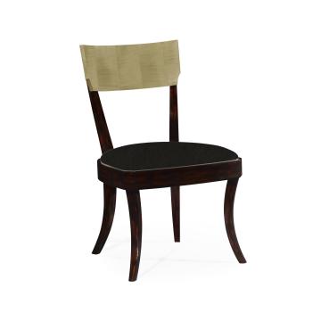 Dining Chair Art Deco in Champagne - Chocolate Leather