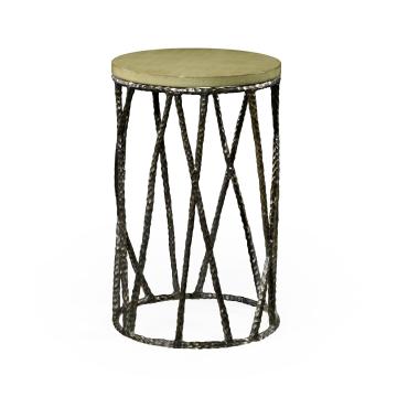 Wine Table Hammered with Celadon Top - Black
