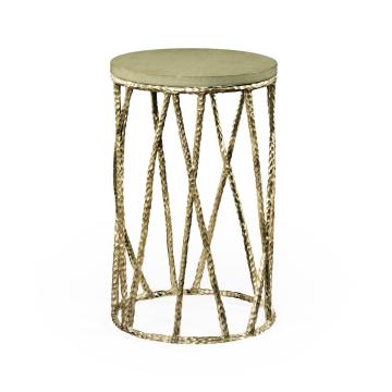 Wine Table Hammered with Celadon Top - Brass