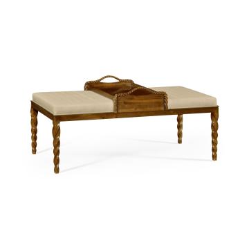 Jonathan Charles Twist Ottoman with Tray Table in Walnut