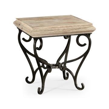 Square Side Table Wrought Iron - Limed