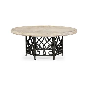 Round Dining Table Wrought Iron - Limed