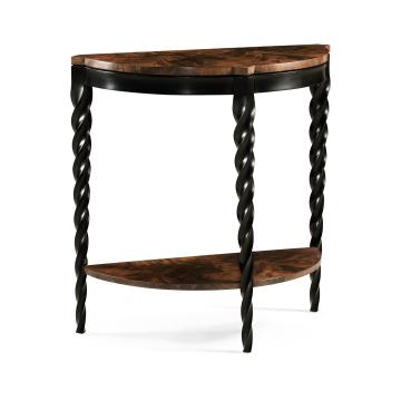 Jonathan Charles Twist Demilune Console with Black Legs