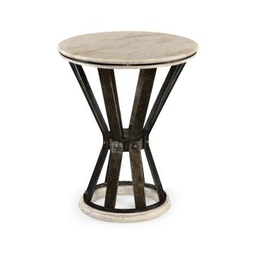 *NS*Side Table Wrought Iron with Marble Top - Light