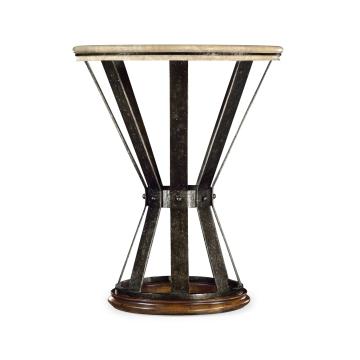 Side Table Wrought Iron with Marble Top - Dark