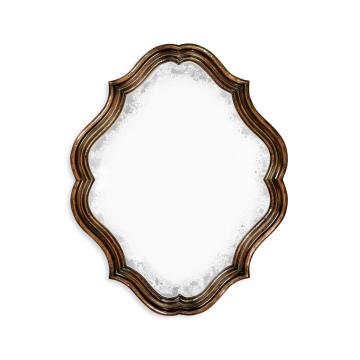 Rustic walnut oval antique mirror