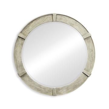 Jonathan Charles Round Circular Mirror - Rustic Grey Acacia