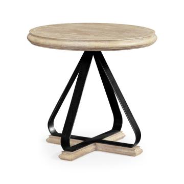 Round Side Table Wrought Iron in Limed Acacia