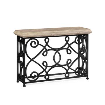 Small Console Table Wrought Iron - Limed