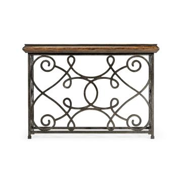 Small Console Table Wrought Iron - Walnut