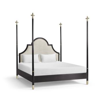 Four Poster fusion & Silver-Leaf UK King Bed Upholstered in Shambala F400