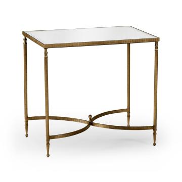 Rectangular Antique Brass End Table with Antique Mirror Top