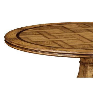 60" Round Light Brown Chestnut Dining Table
