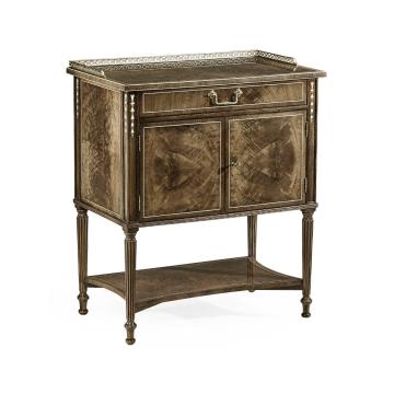 Bleached Mahogany Bedside Table with Brass Gallery