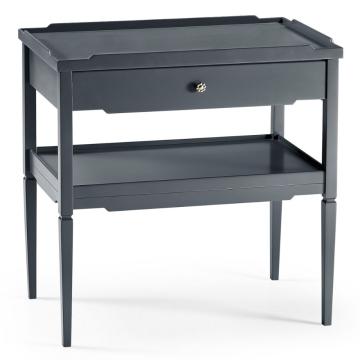 Lacquered Navy Side Table with Drawer