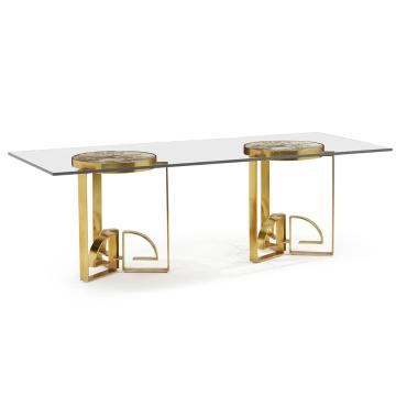 Chinoiserie Style Dining Table with Glass Top