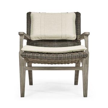 Hampton Grey & Rattan Outdoor Lounge Chair