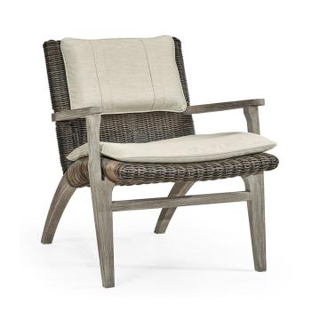 Hampton Grey & Rattan Outdoor Lounge Chair