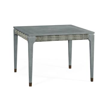 Square Cloudy Grey & Rattan Dining Table